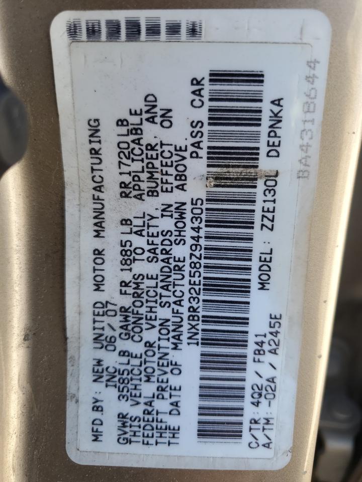 2008 Toyota Corolla Ce VIN: 1NXBR32E58Z944305 Lot: 62756544