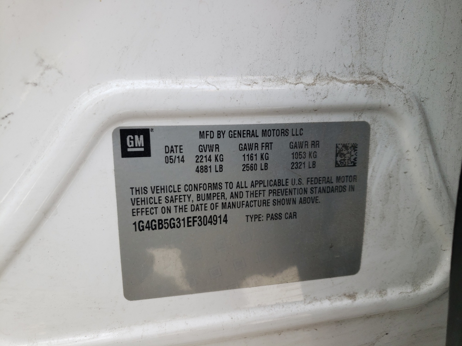 1G4GB5G31EF304914 2014 Buick Lacrosse