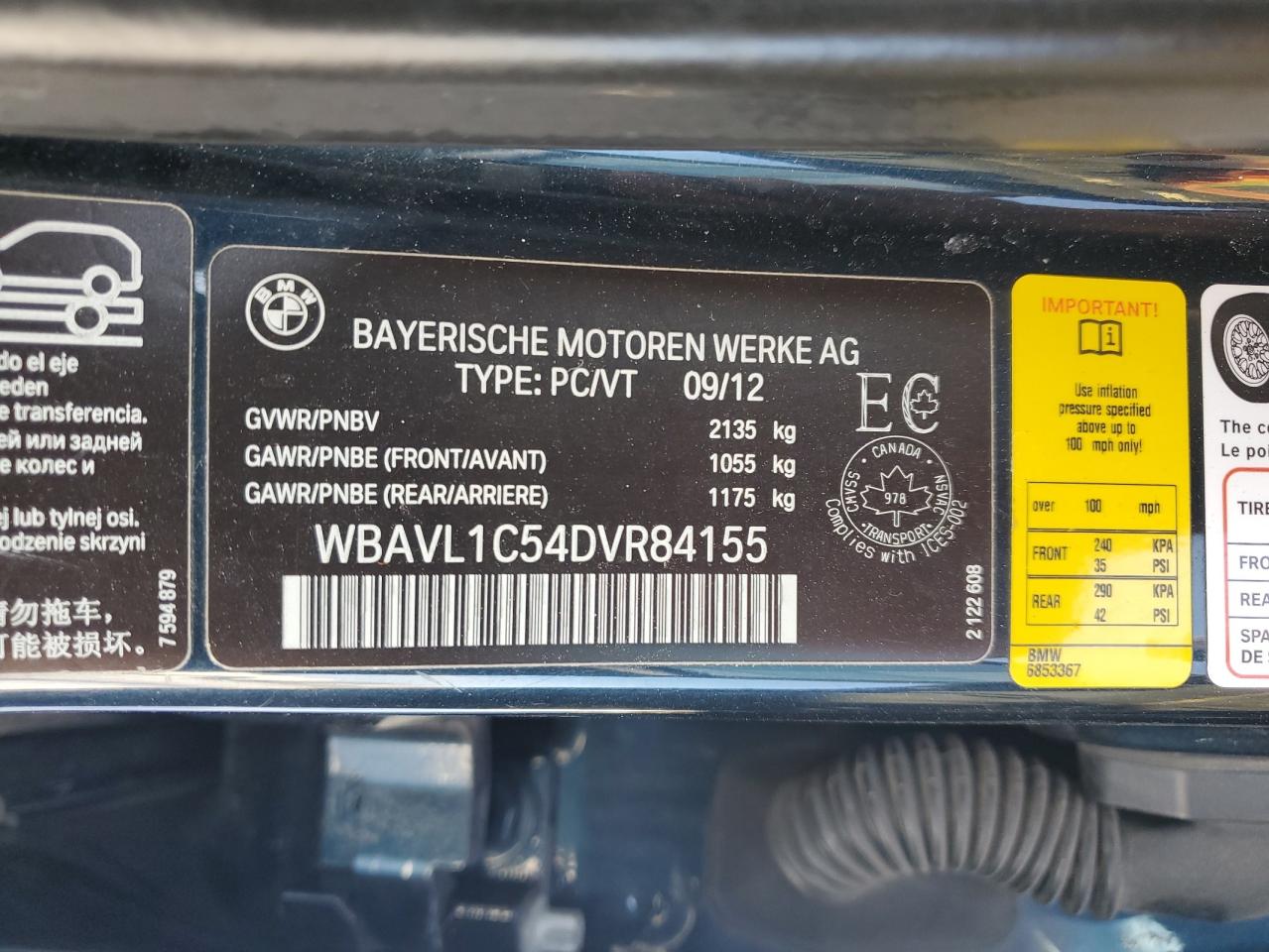 2013 BMW X1 xDrive28I VIN: WBAVL1C54DVR84155 Lot: 48141474