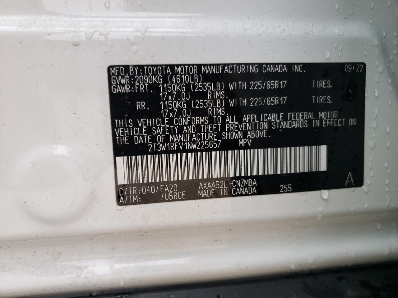 2T3W1RFV1NW225657 2022 TOYOTA RAV 4 - Image 13