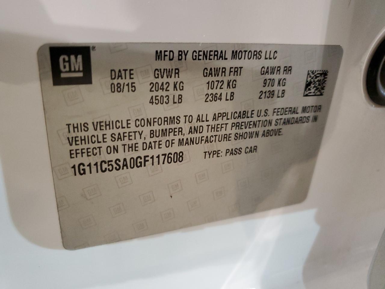 1G11C5SA0GF117608 2016 CHEVROLET MALIBU - Image 12