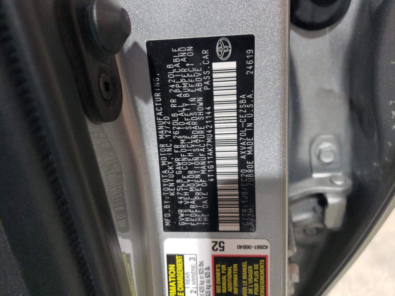 4T1G11AK7MU421144 2021 TOYOTA CAMRY - Image 13