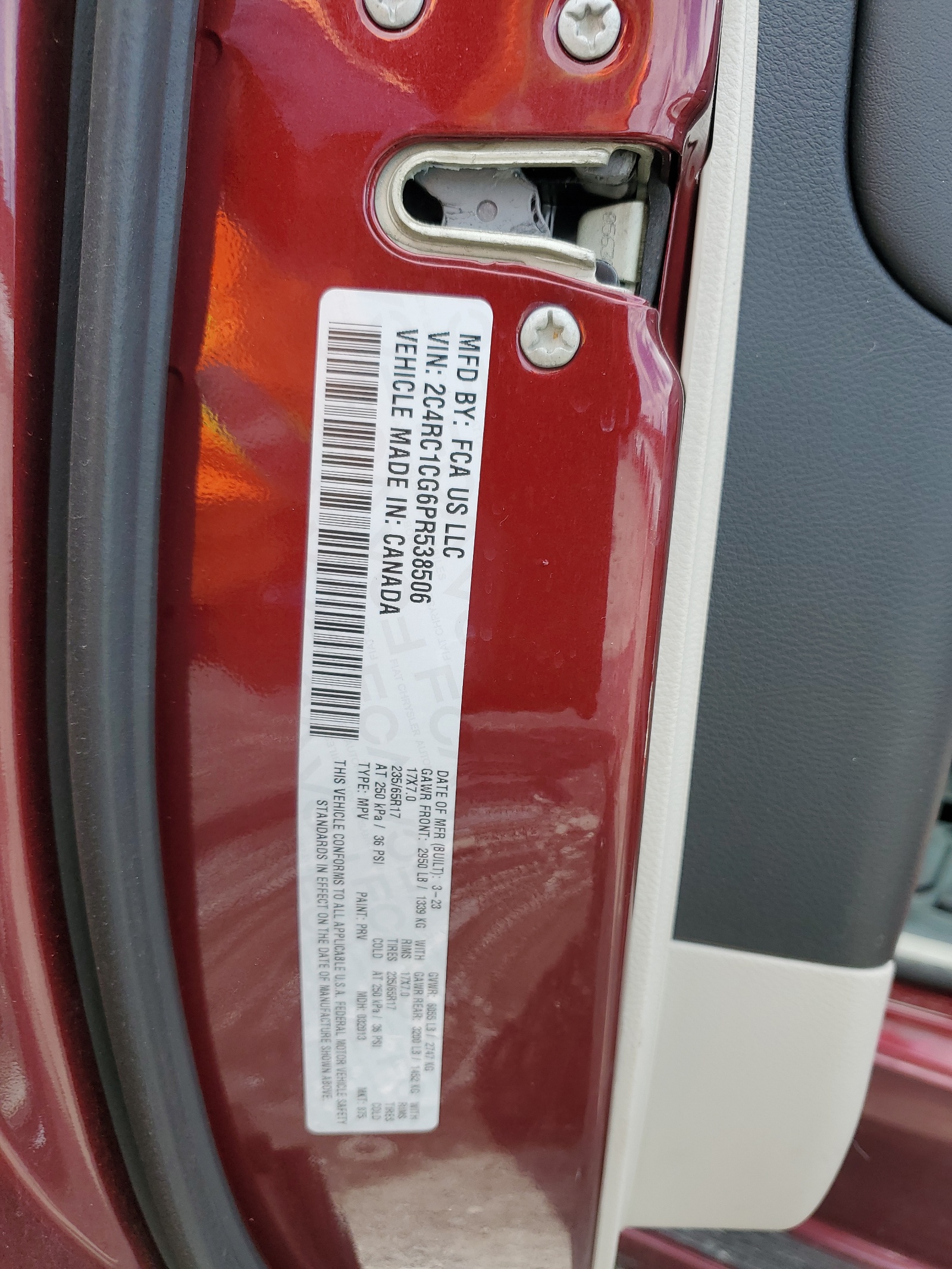 2C4RC1CG6PR538506 2023 Chrysler Voyager Lx