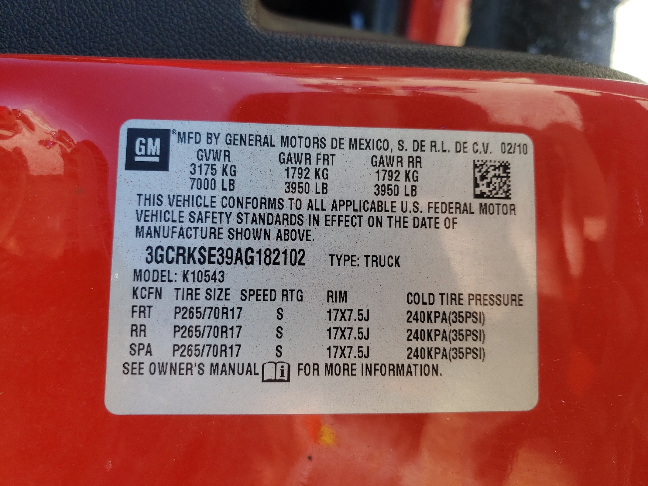 3GCRKSE39AG182102 2010 Chevrolet Silverado K1500 Lt