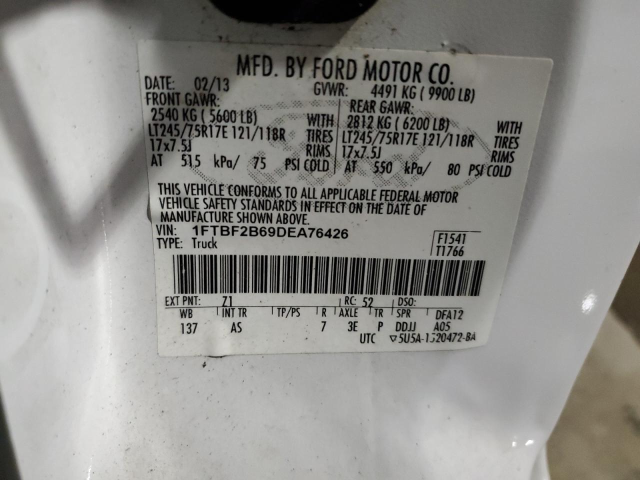 1FTBF2B69DEA76426 2013 Ford F250 Super Duty