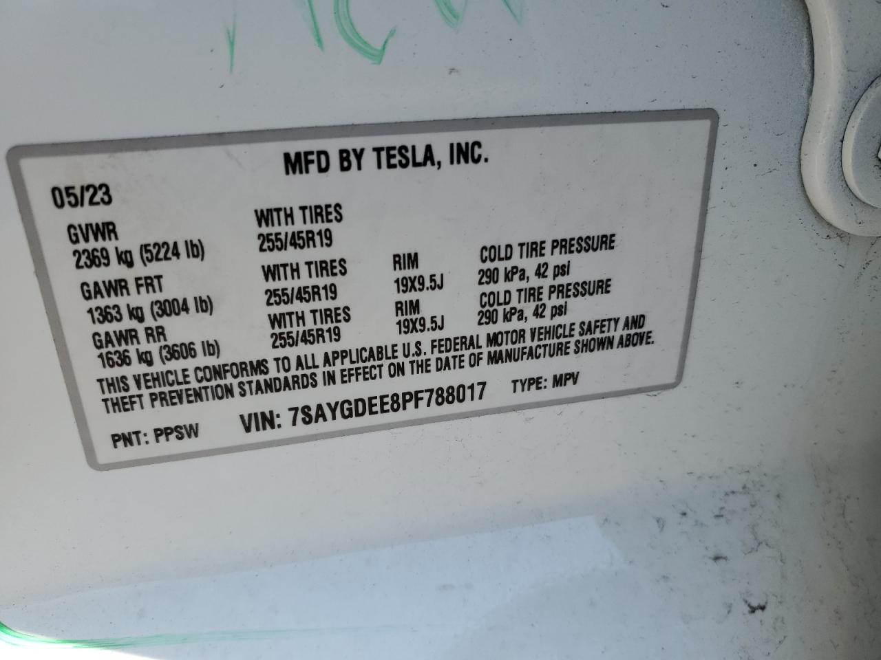 7SAYGDEE8PF788017 2023 Tesla Model Y