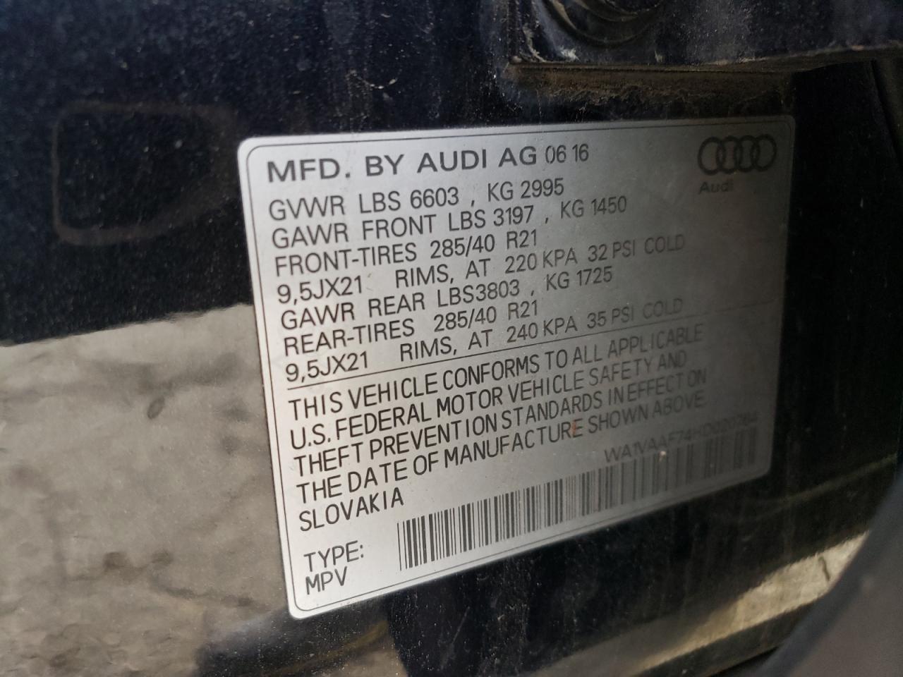 WA1VAAF74HD020764 2017 Audi Q7 Prestige