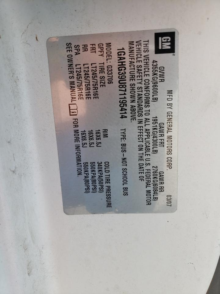 2007 Chevrolet Express G3500 VIN: 1GAHG39U871195414 Lot: 45566674