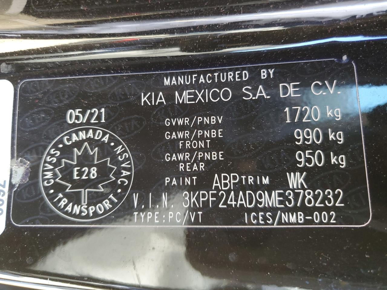 3KPF24AD9ME378232 2021 Kia Forte Fe