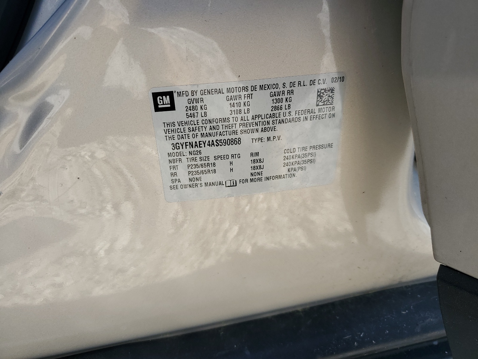 3GYFNAEY4AS590868 2010 Cadillac Srx Luxury Collection