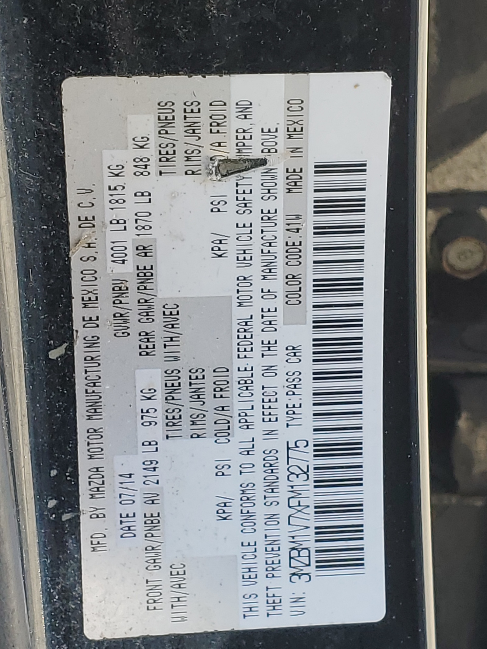 3MZBM1V7XFM132775 2015 Mazda 3 Touring