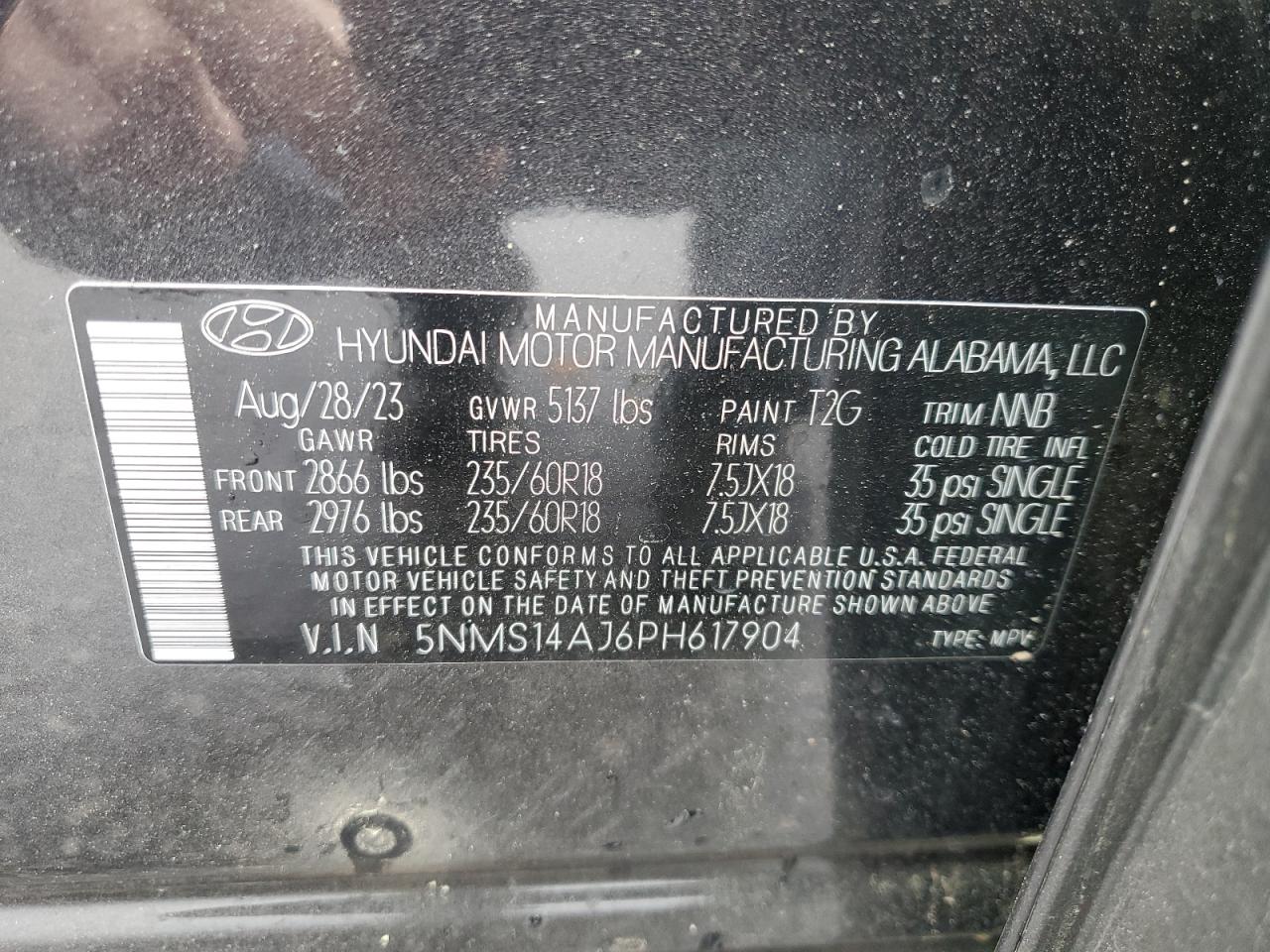 2023 Hyundai Santa Fe Se VIN: 5NMS14AJ6PH617904 Lot: 48615244