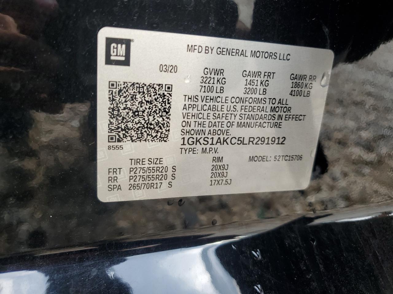 2020 GMC Yukon Sle VIN: 1GKS1AKC5LR291912 Lot: 45923044