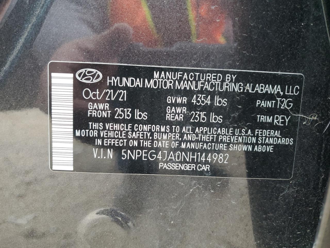 5NPEG4JA0NH144982 2022 Hyundai Sonata Se