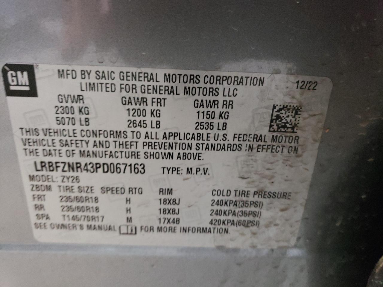 LRBFZNR43PD067163 2023 Buick Envision Essence