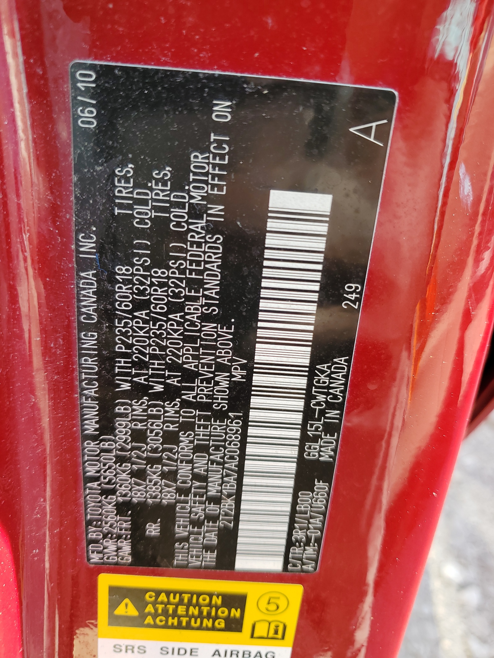 2T2BK1BA7AC068961 2010 Lexus Rx 350