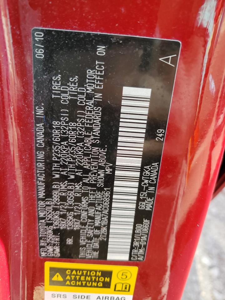 2010 Lexus Rx 350 VIN: 2T2BK1BA7AC068961 Lot: 47933874