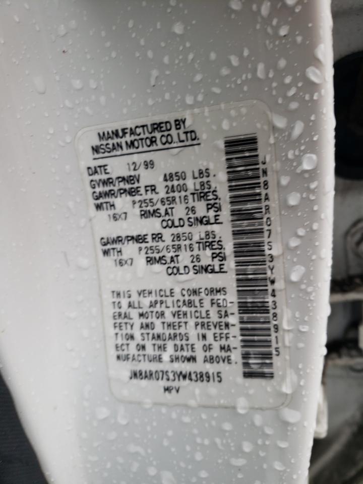 2000 Nissan Pathfinder Le VIN: JN8AR07S3YW438915 Lot: 64029964