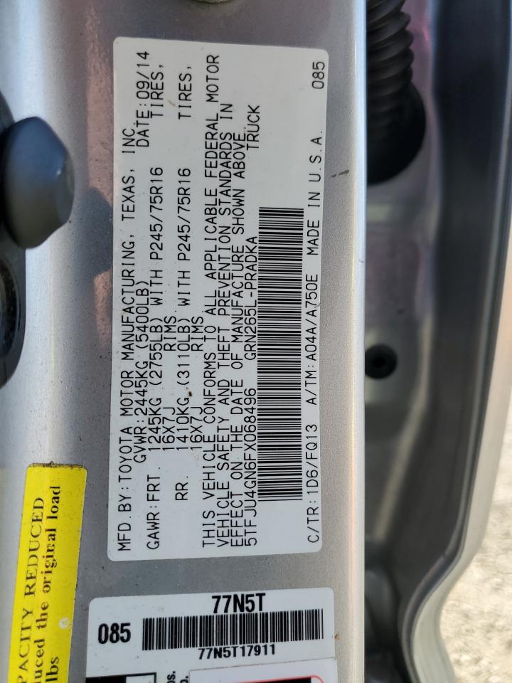 2015 Toyota Tacoma Double Cab Prerunner VIN: 5TFJU4GN6FX068496 Lot: 66410854