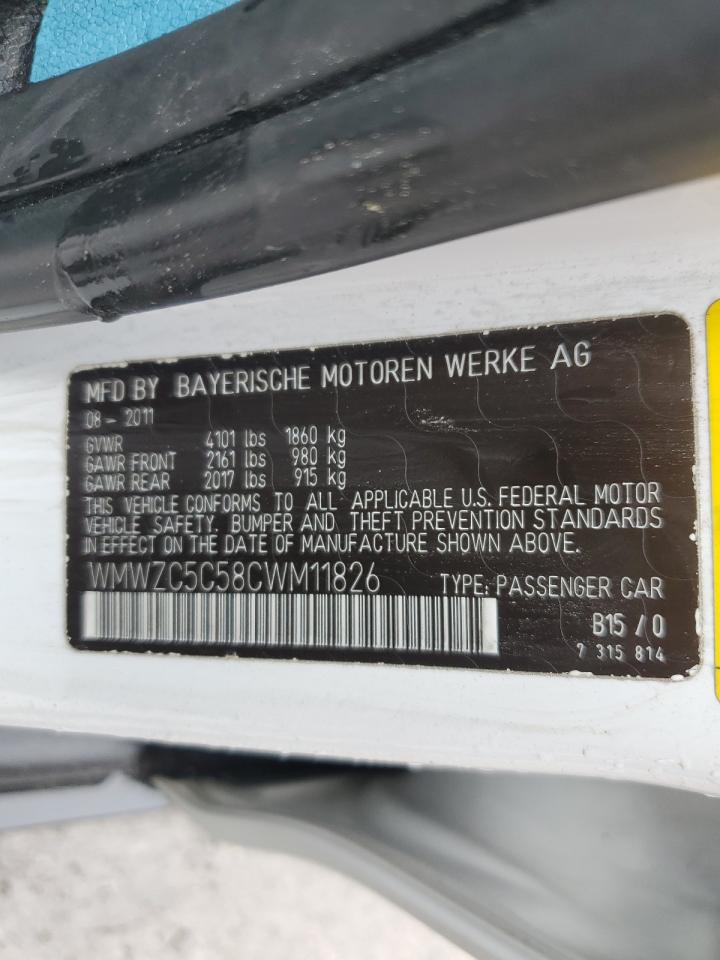 2012 Mini Cooper S Countryman VIN: WMWZC5C58CWM11826 Lot: 45092414