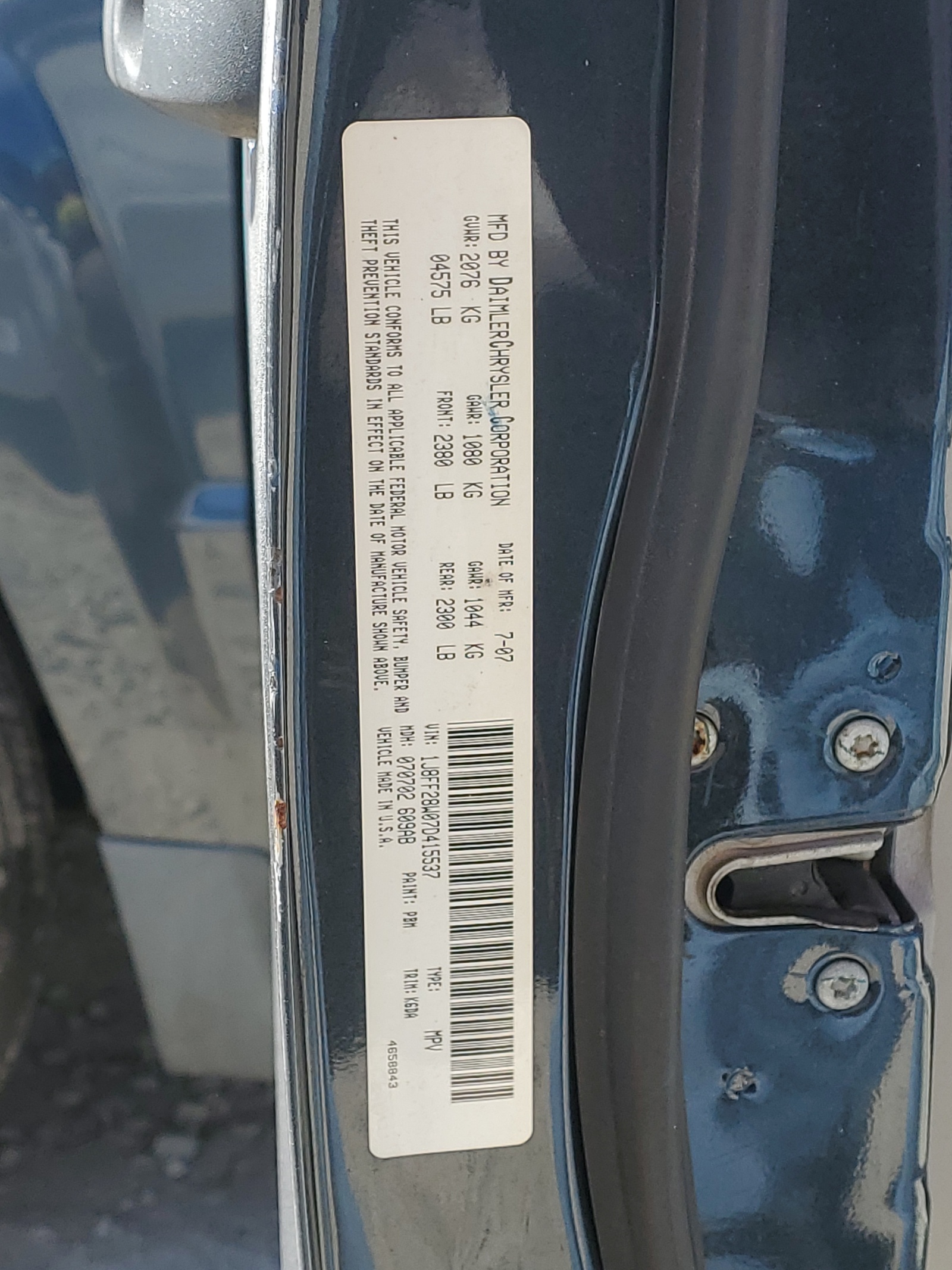 1J8FF28W07D415537 2007 Jeep Patriot Sport 1J8FF28W07D415537 2007 Jeep Patriot Sport