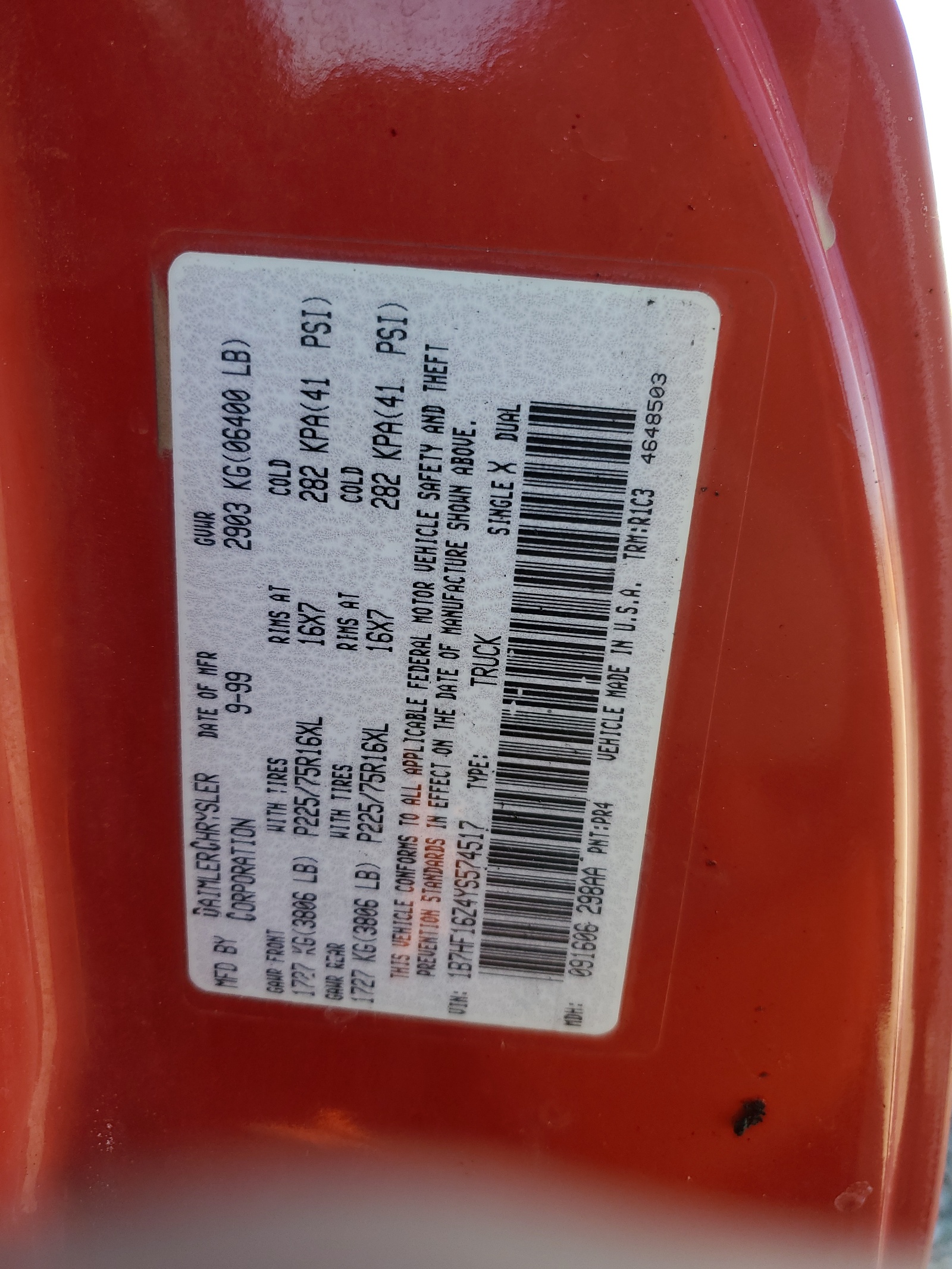 1B7HF16Z4YS574517 2000 Dodge Ram 1500