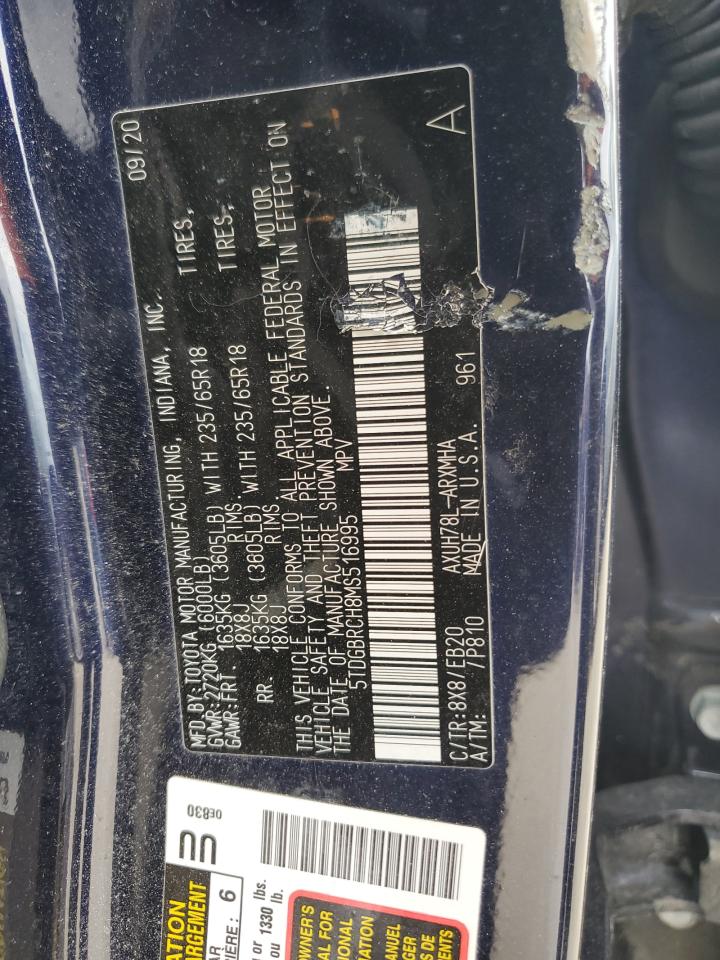 2021 Toyota Highlander Hybrid Xle VIN: 5TDGBRCH8MS516995 Lot: 44574164