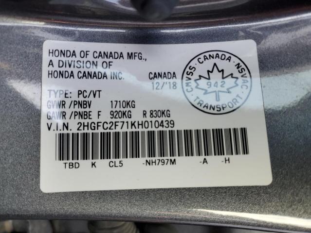 2019 HONDA CIVIC EX