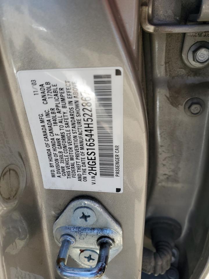 2004 Honda Civic Lx VIN: 2HGES16544H522867 Lot: 48713684