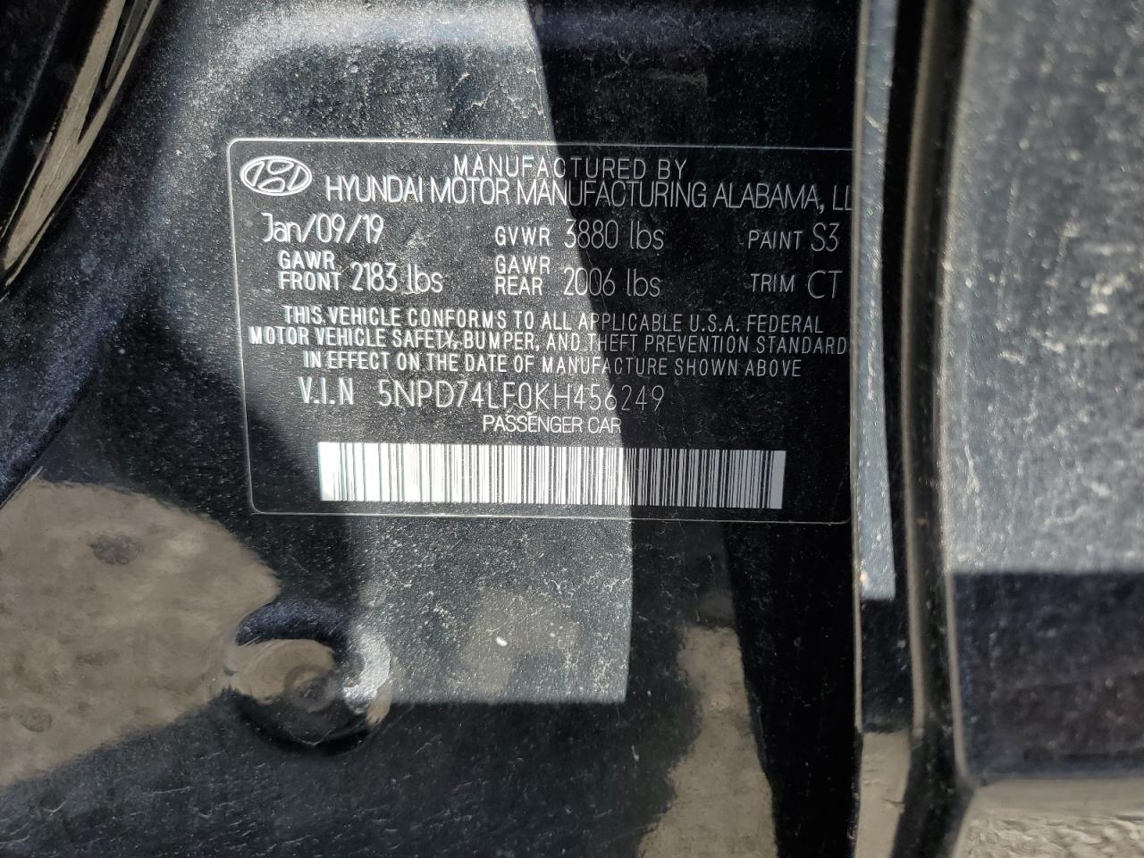 5NPD74LF0KH456249 2019 Hyundai Elantra Se