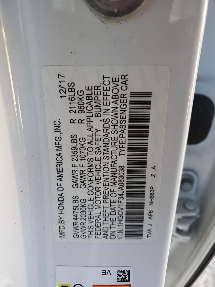 1HGCV1F34JA063038 2018 Honda Accord Sport