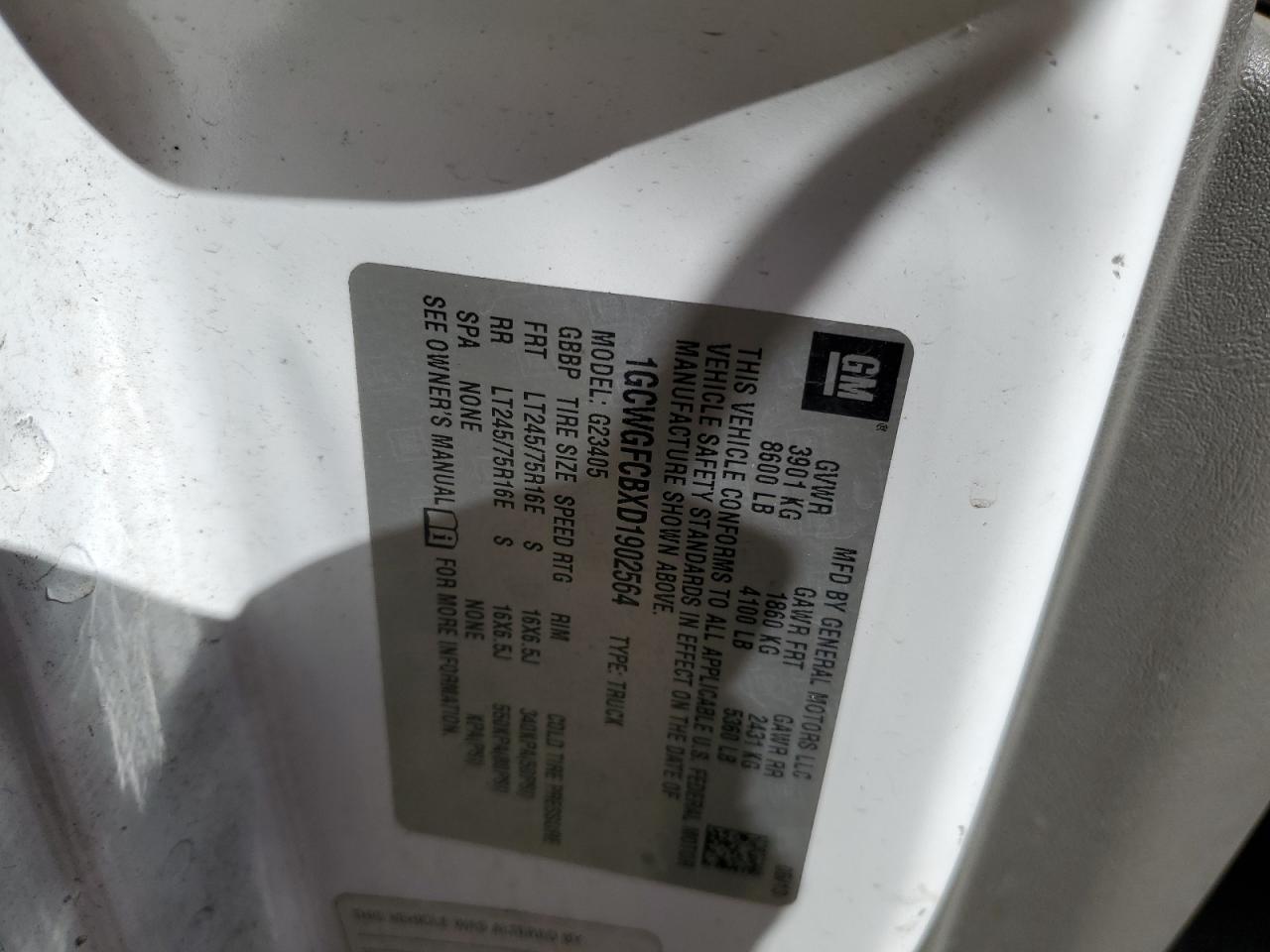 2013 Chevrolet Express G2500 VIN: 1GCWGFCBXD1902564 Lot: 45843724