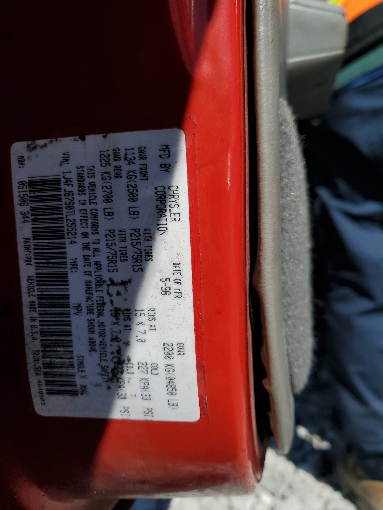 1J4FJ67S0TL255214 1996 Jeep Cherokee Sport