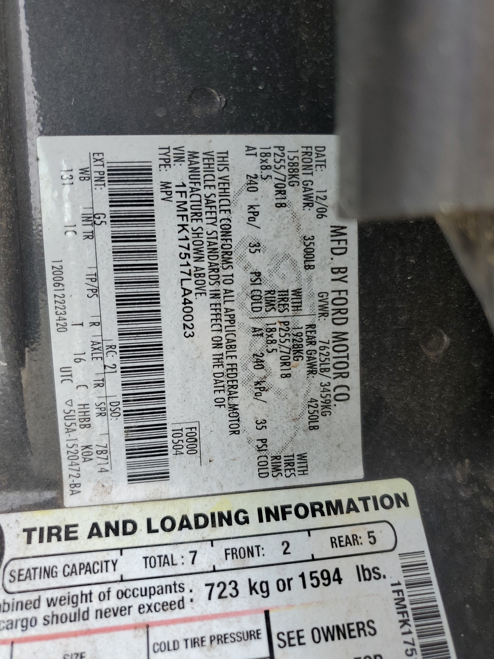 1FMFK17517LA40023 2007 Ford Expedition El Eddie Bauer