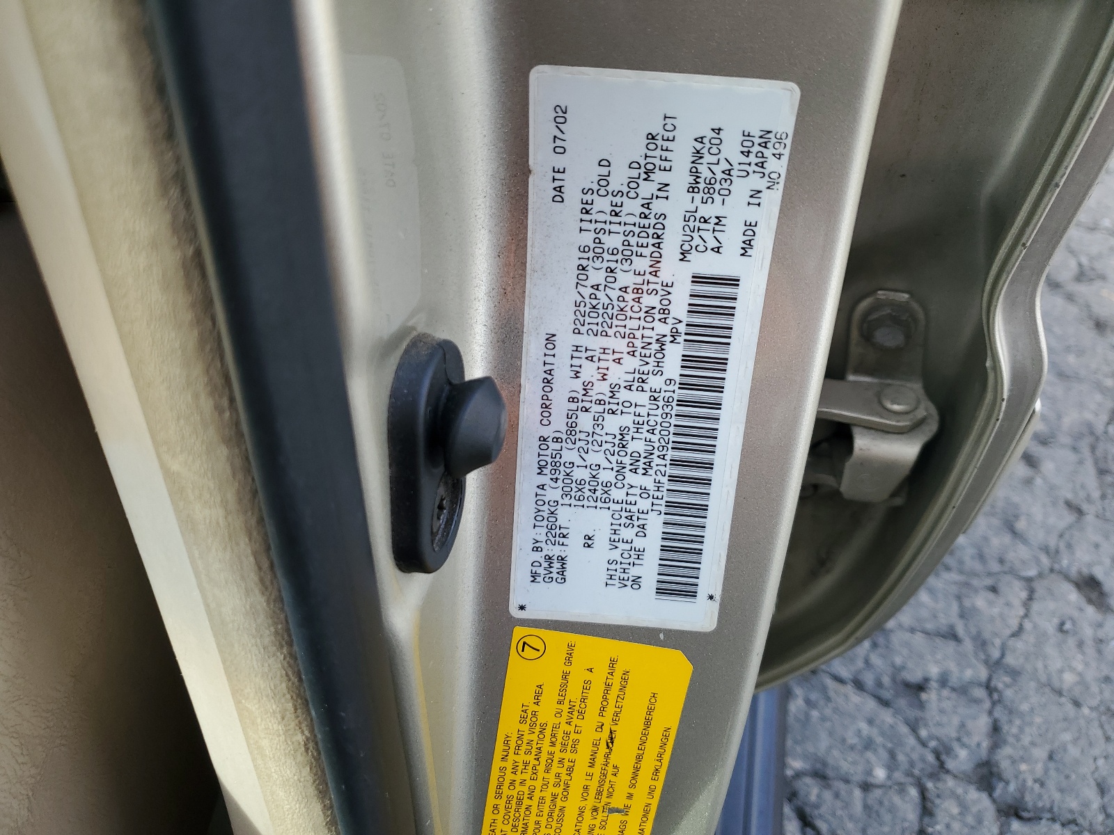 JTEHF21A920093619 2002 Toyota Highlander Limited