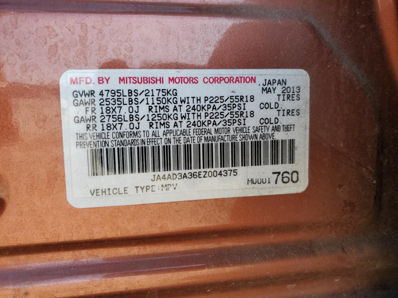 2019 Mitsubishi Outlander Se VIN: JA4AD3A36EZ004375 Lot: 46622294