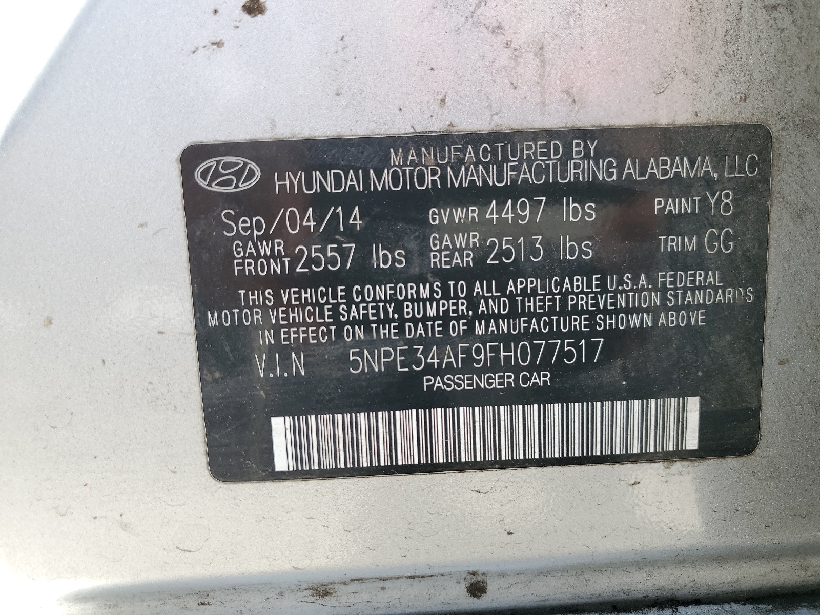 5NPE34AF9FH077517 2015 Hyundai Sonata Sport