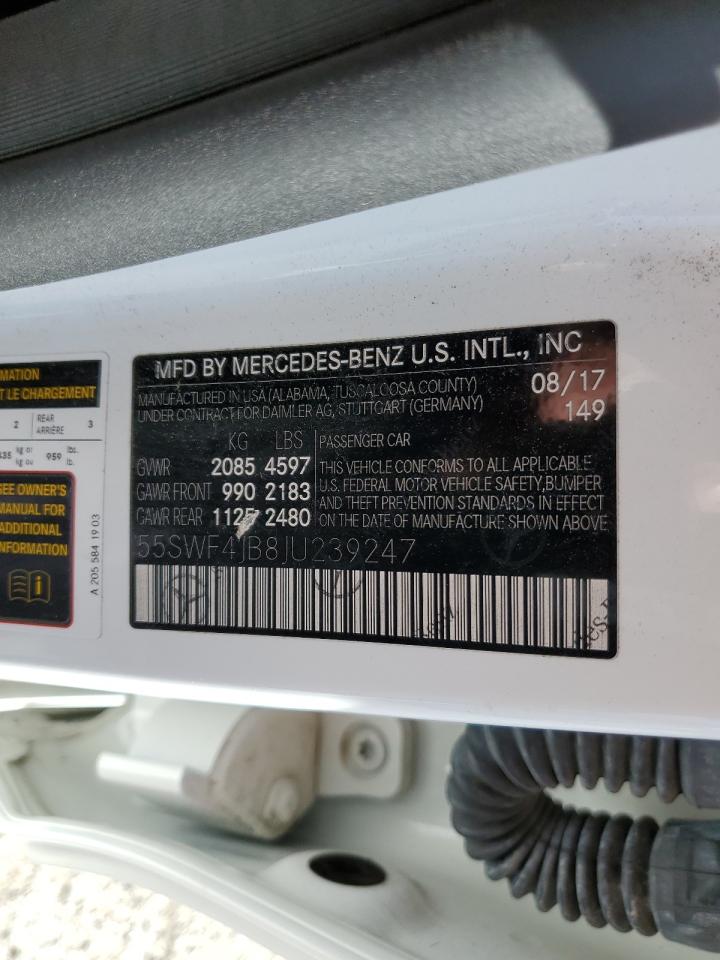 2018 Mercedes-Benz C 300 VIN: 55SWF4JB8JU239247 Lot: 46855674