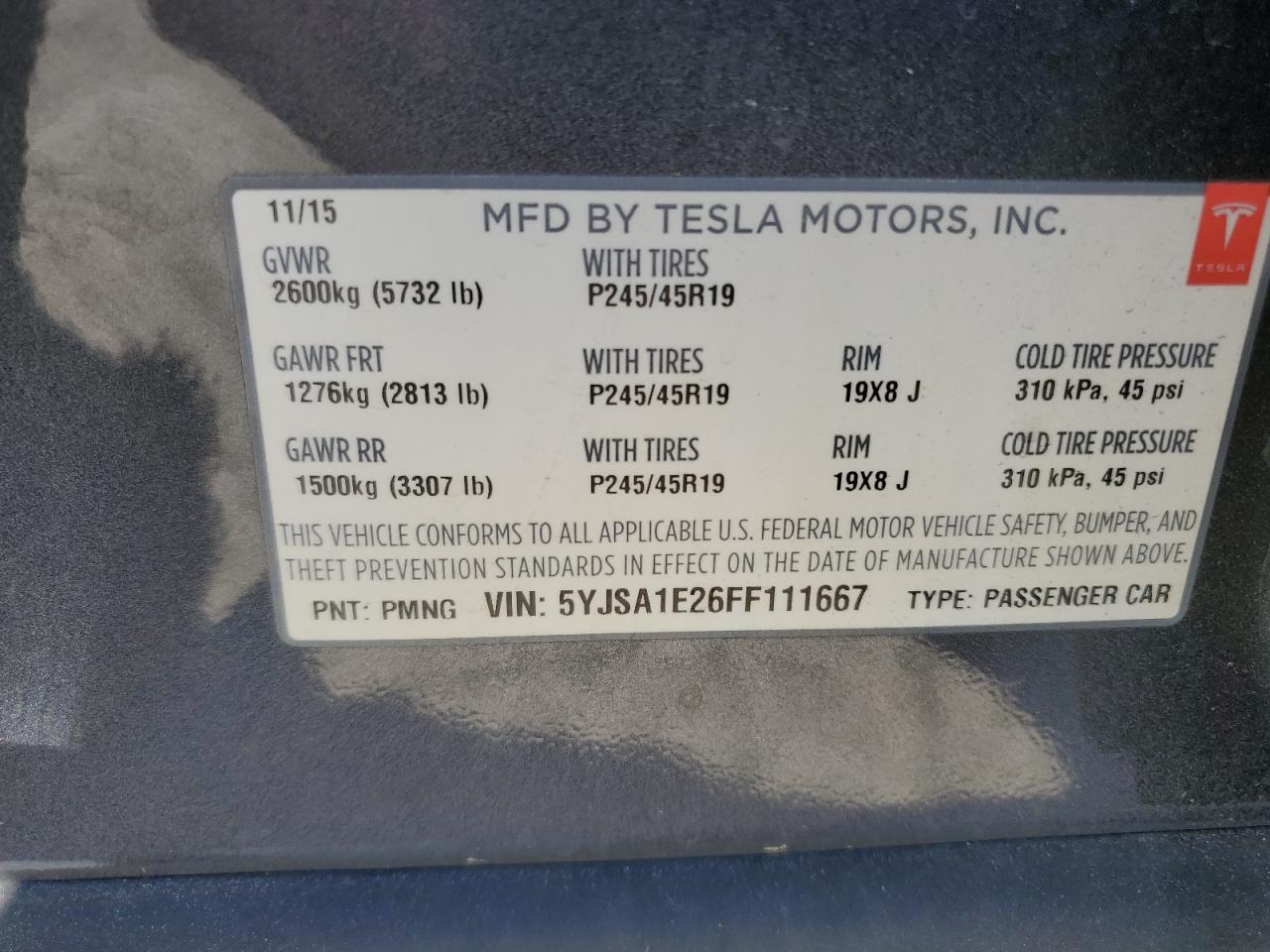 5YJSA1E26FF111667 2015 Tesla Model S