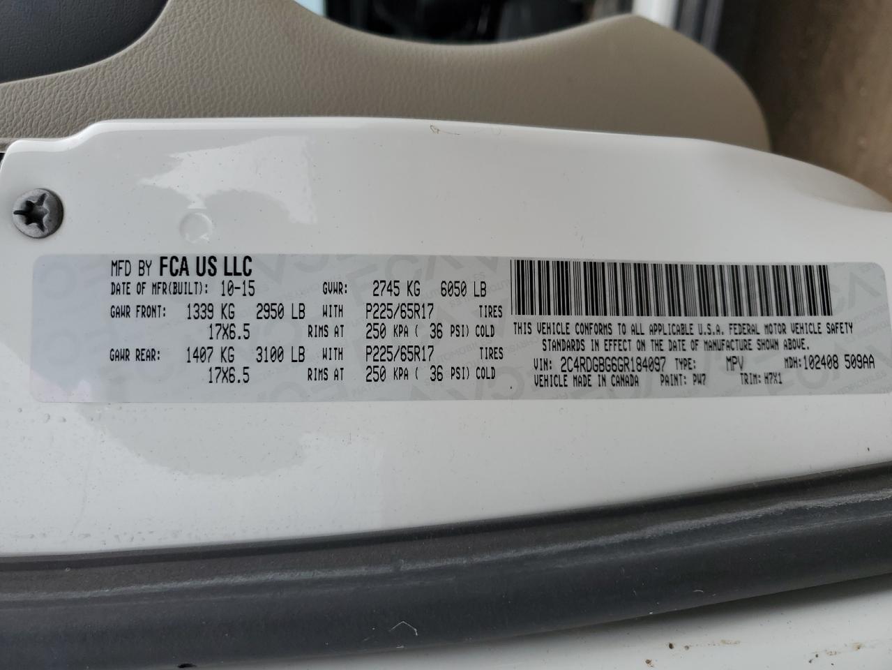 2016 Dodge Grand Caravan Se VIN: 2C4RDGBG6GR184097 Lot: 45426344