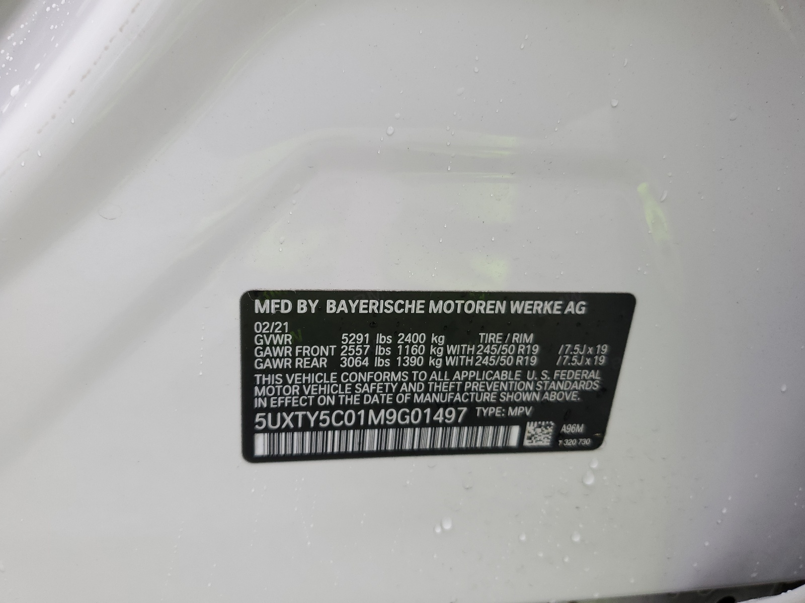 5UXTY5C01M9G01497 2021 BMW X3 xDrive30I