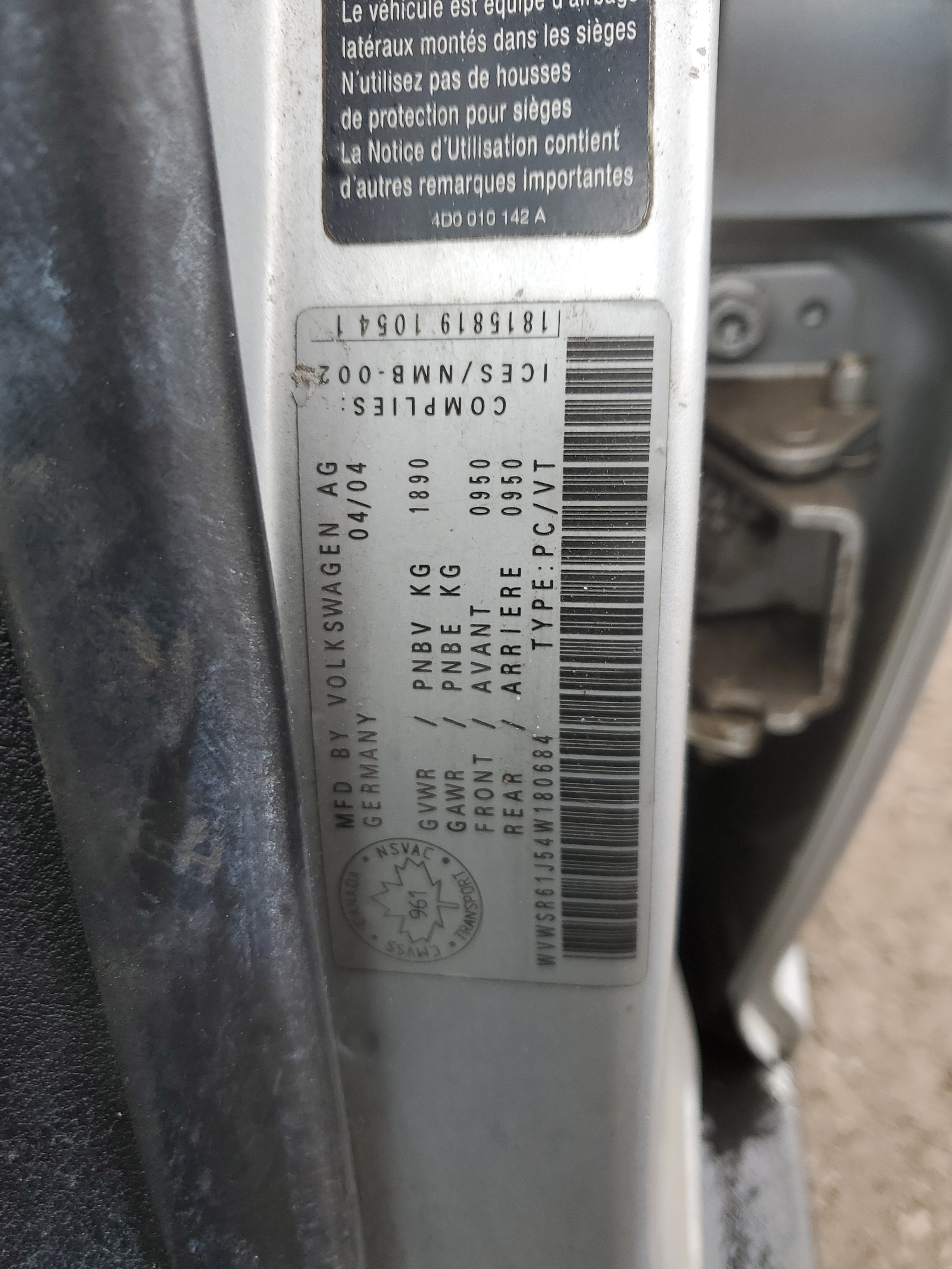 WVWSR61J54W180684 2004 Volkswagen Jetta Gls Tdi