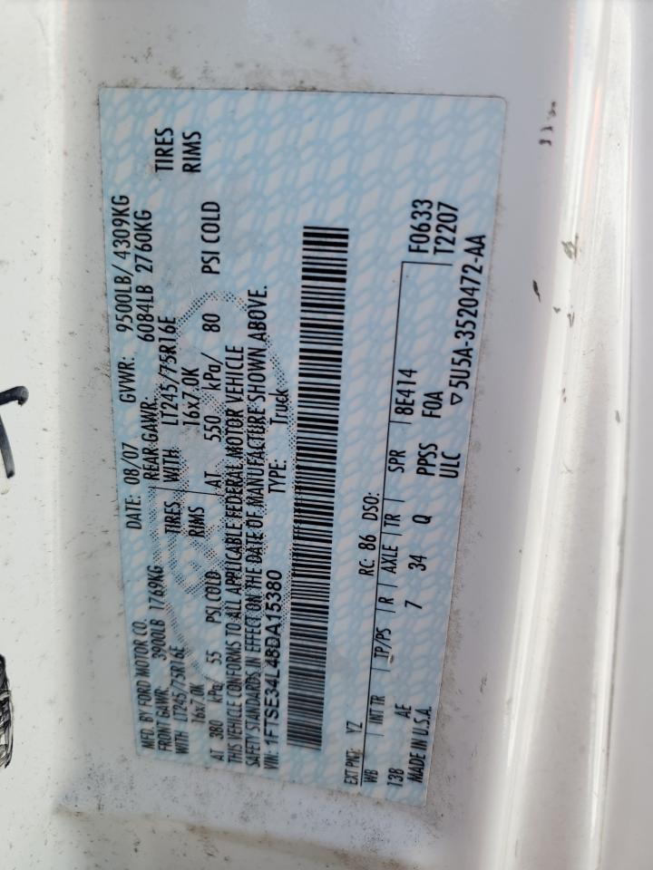 2008 Ford Econoline E350 Super Duty Van VIN: 1FTSE34L48DA15380 Lot: 47026474