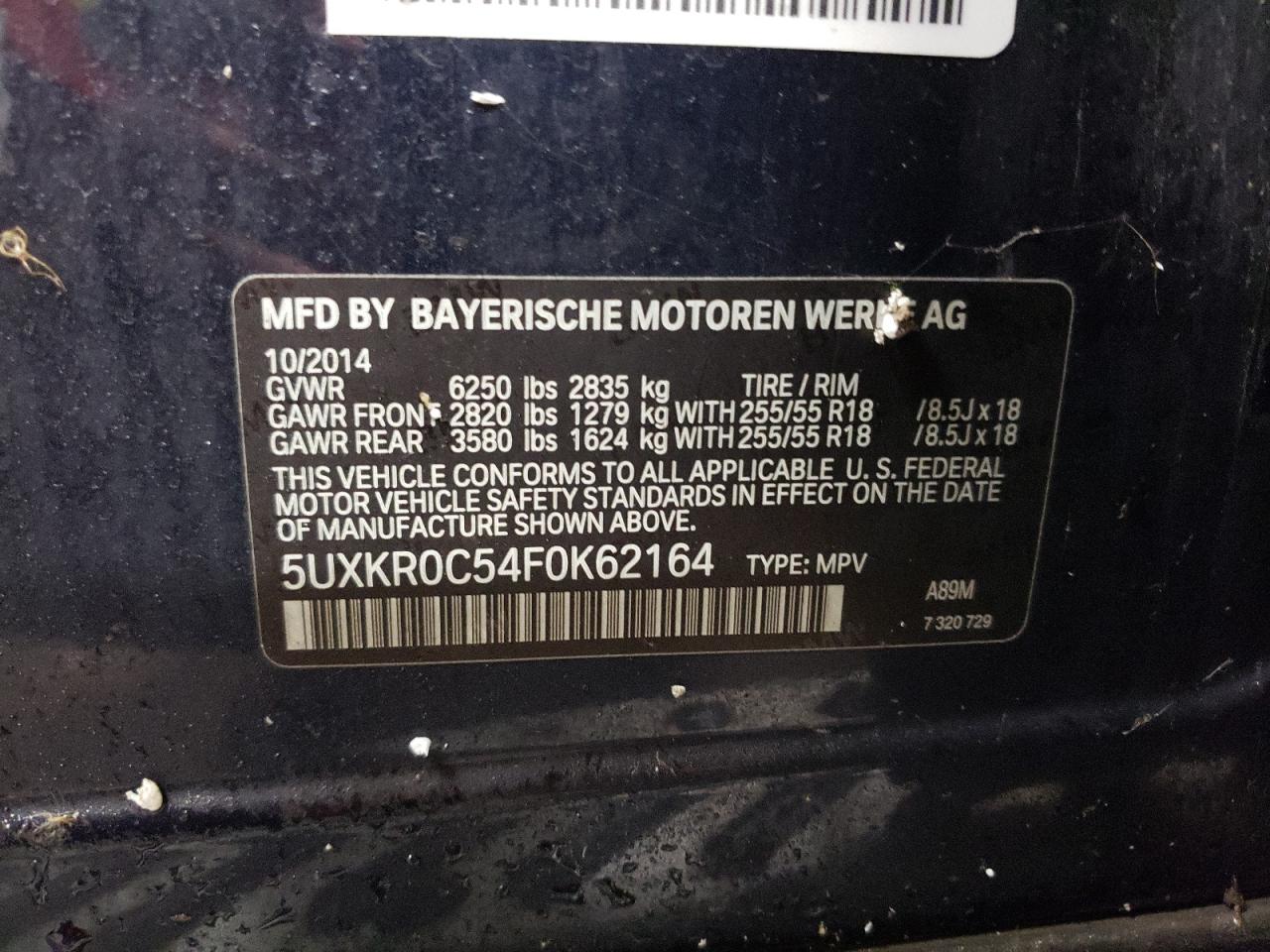 5UXKR0C54F0K62164 2015 BMW X5 xDrive35I