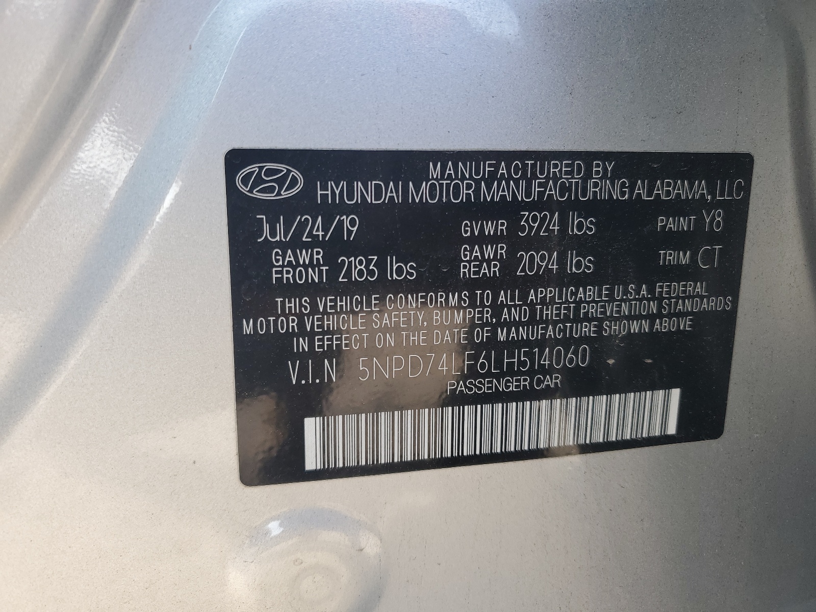 5NPD74LF6LH514060 2020 Hyundai Elantra Se