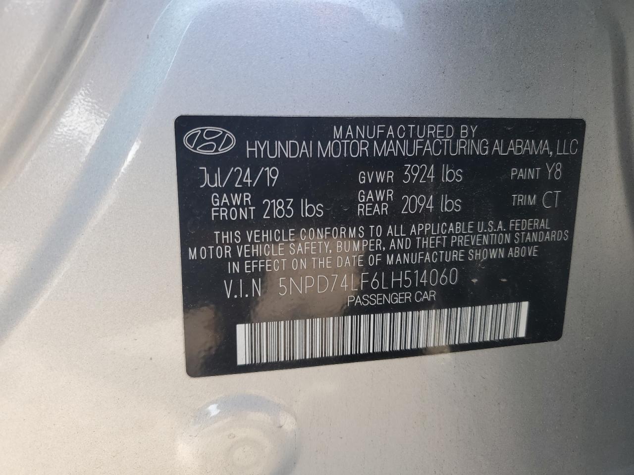 2020 Hyundai Elantra Se VIN: 5NPD74LF6LH514060 Lot: 48677694