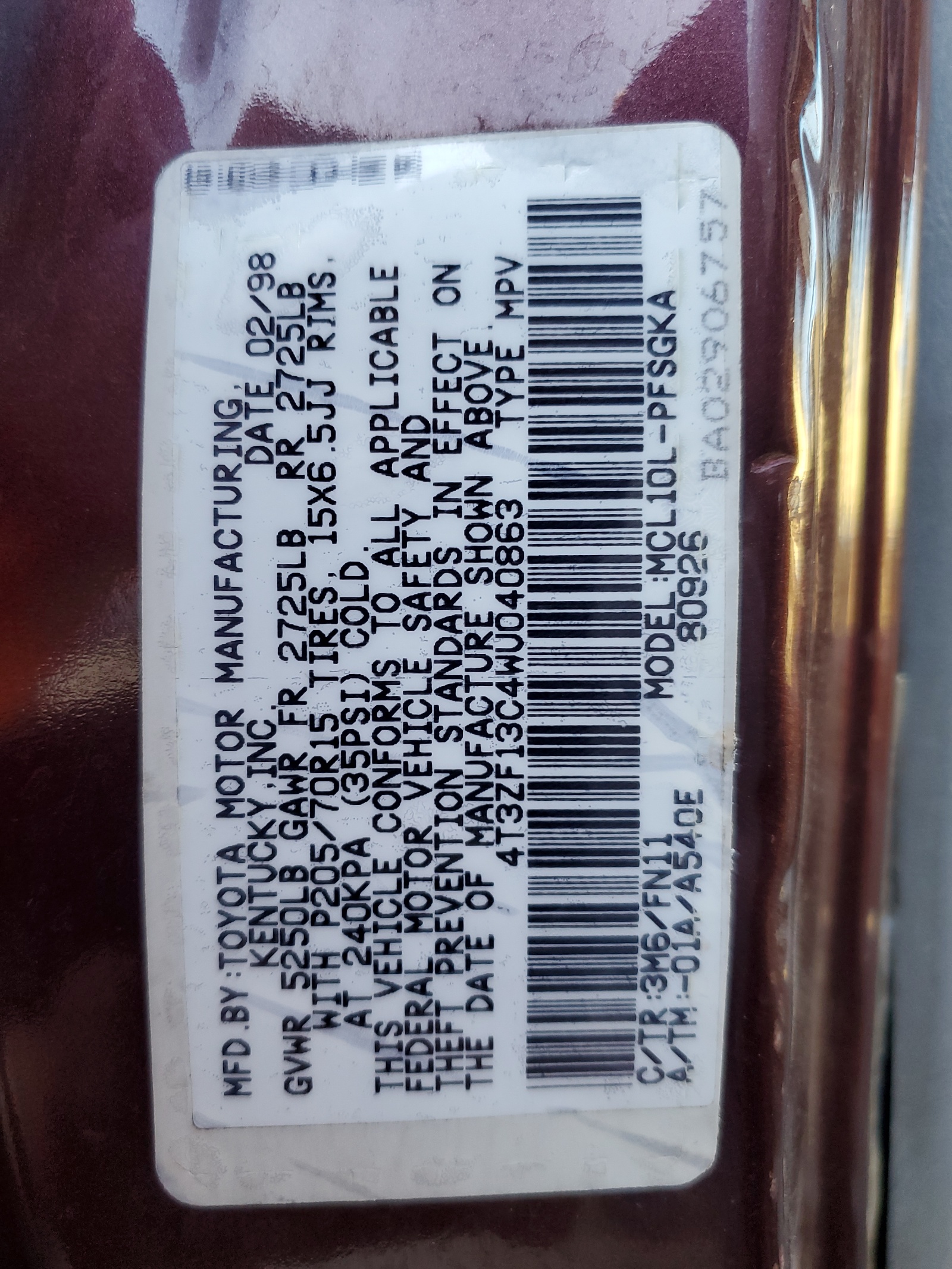 4T3ZF13C4WU040863 1998 Toyota Sienna Le