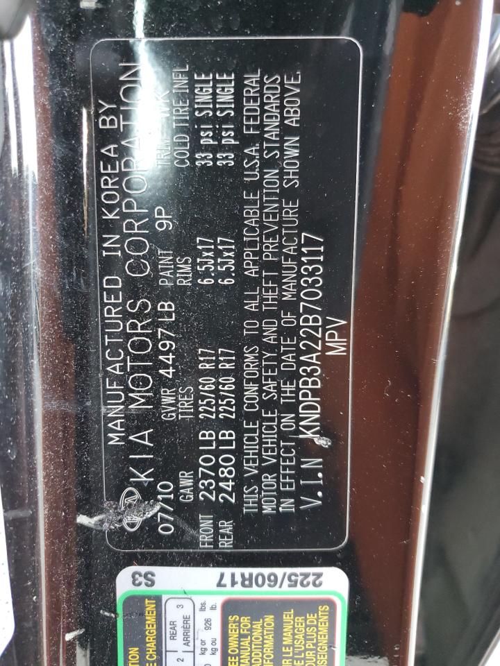 2011 Kia Sportage Lx VIN: KNDPB3A22B7033117 Lot: 47922494