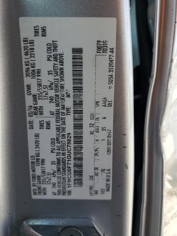 2016 Ford Escape S VIN: 1FMCU0F71GUC78829 Lot: 48990824