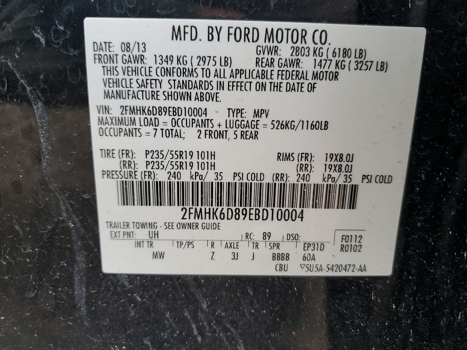 2FMHK6D89EBD10004 2014 Ford Flex Limited